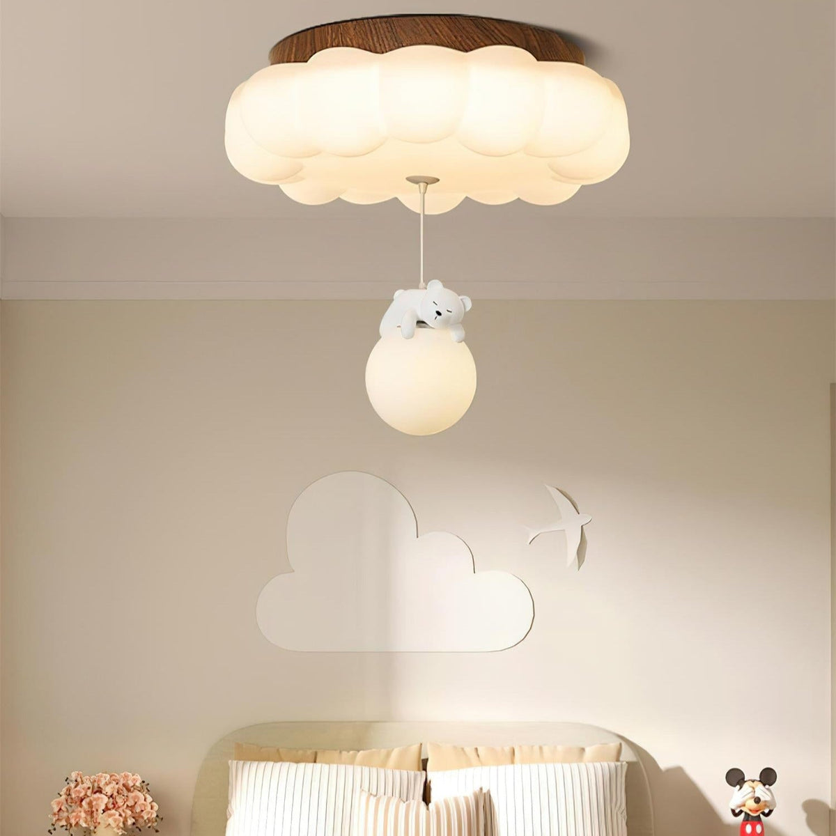 Lampa Sufitowa LED w Kształcie Chmury z Figurką Misia