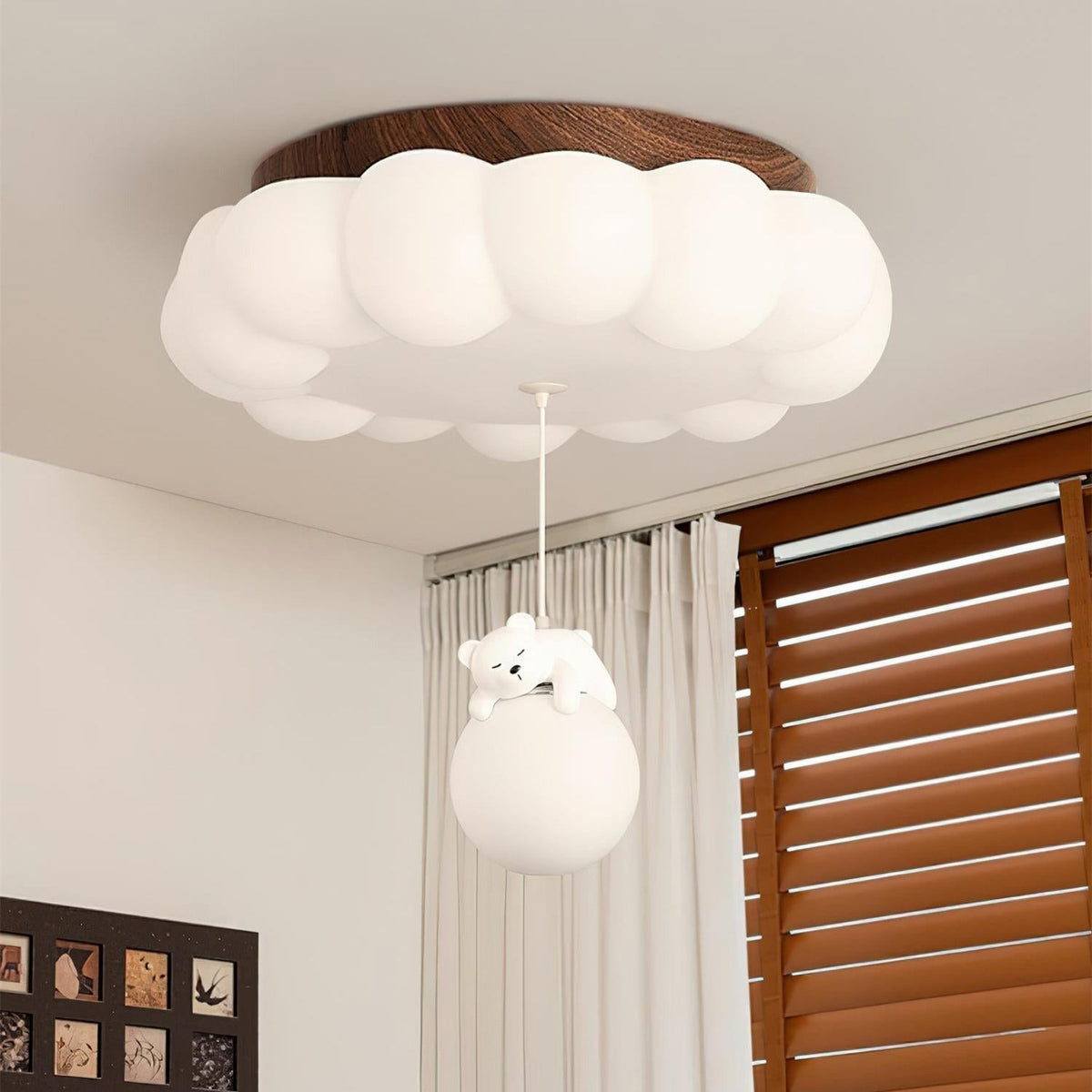 Lampa Sufitowa LED w Kształcie Chmury z Figurką Misia - 9