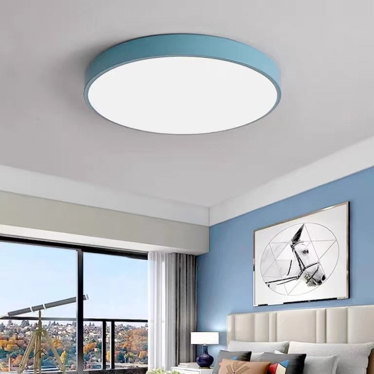Lampa Sufitowa Minimalistyczna Okrągła Plafon z Wbudowanym LED - Niebieski
