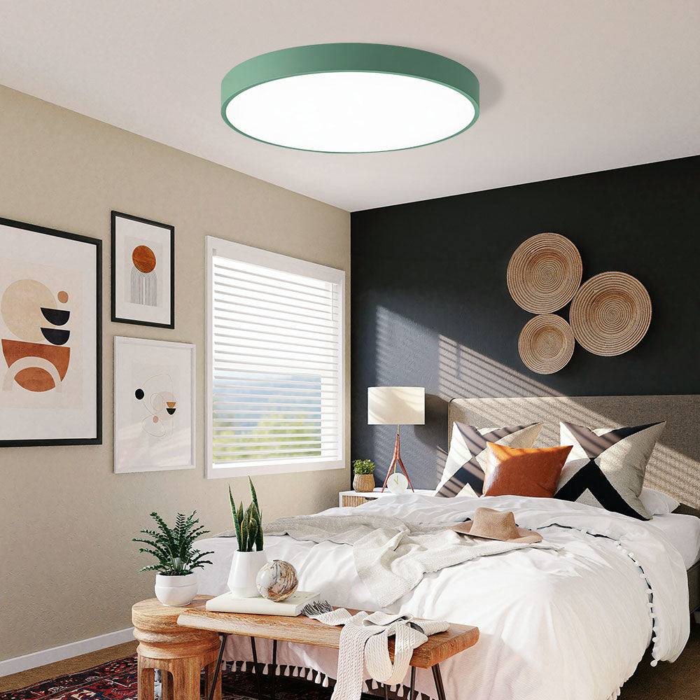 Lampa Sufitowa Minimalistyczna Okrągła Plafon z Wbudowanym LED - Zielony