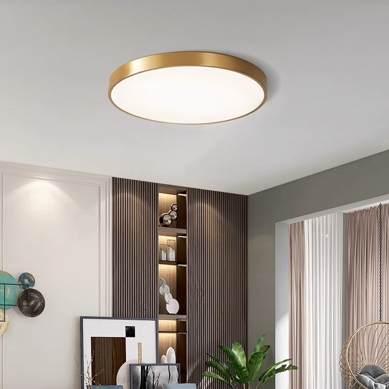 Lampa Sufitowa Minimalistyczna Okrągła Plafon z Wbudowanym LED - Złoty