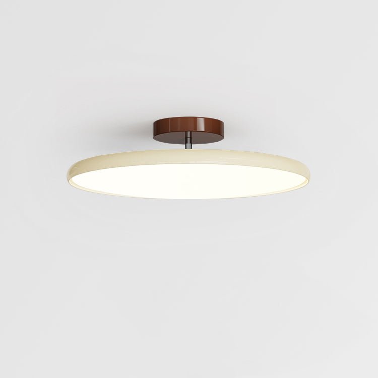 Lampa Sufitowa Minimalistyczna Okrągła z Obrotową Głowicą i Pilotem - Beżowy