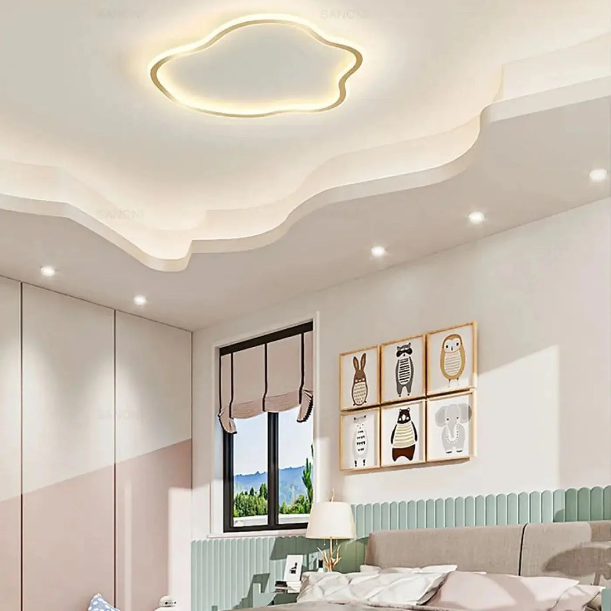 Lampa Sufitowa Minimalistyczna w Kształcie Chmury z Miękkim Światłem - Złoty