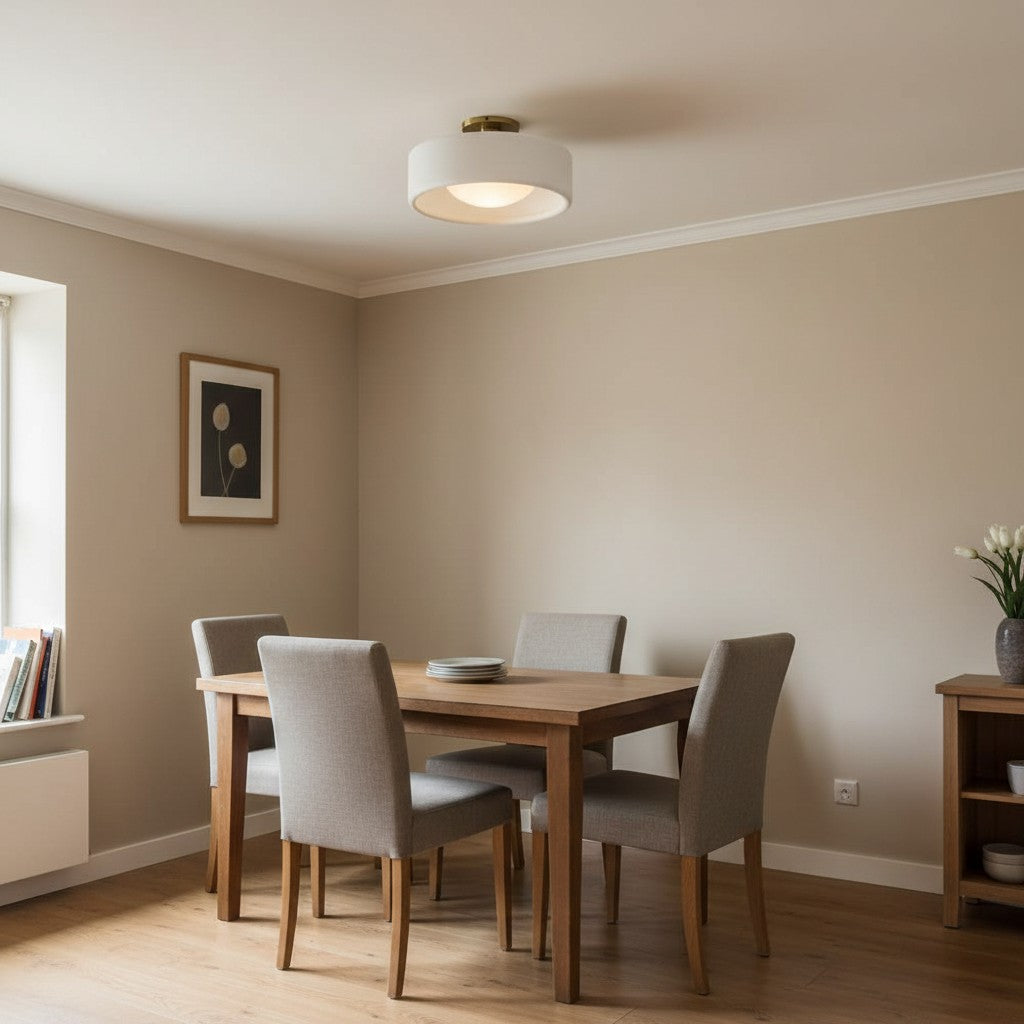 Lampa Sufitowa Minimalistyczna z Ceramicznym Kloszem i Złotym Mocowaniem - 13