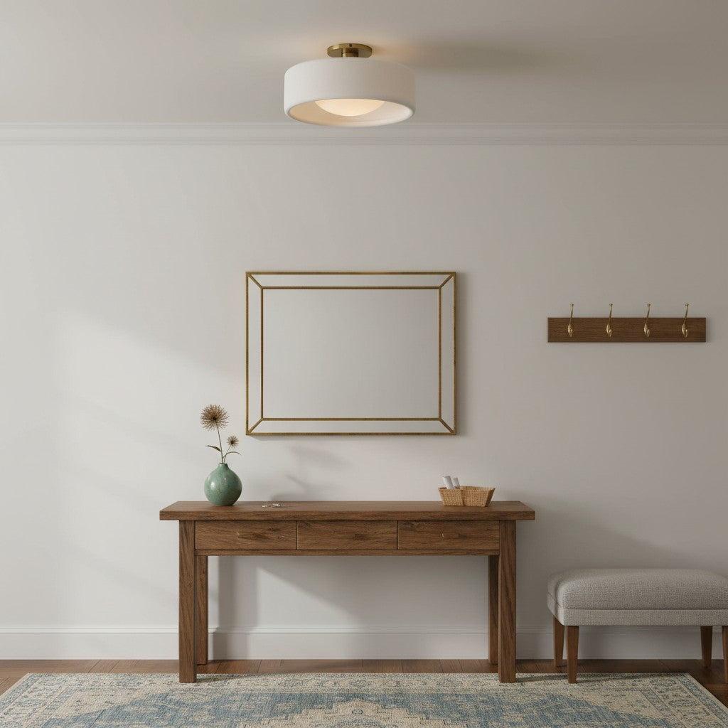 Lampa Sufitowa Minimalistyczna z Ceramicznym Kloszem i Złotym Mocowaniem - 14