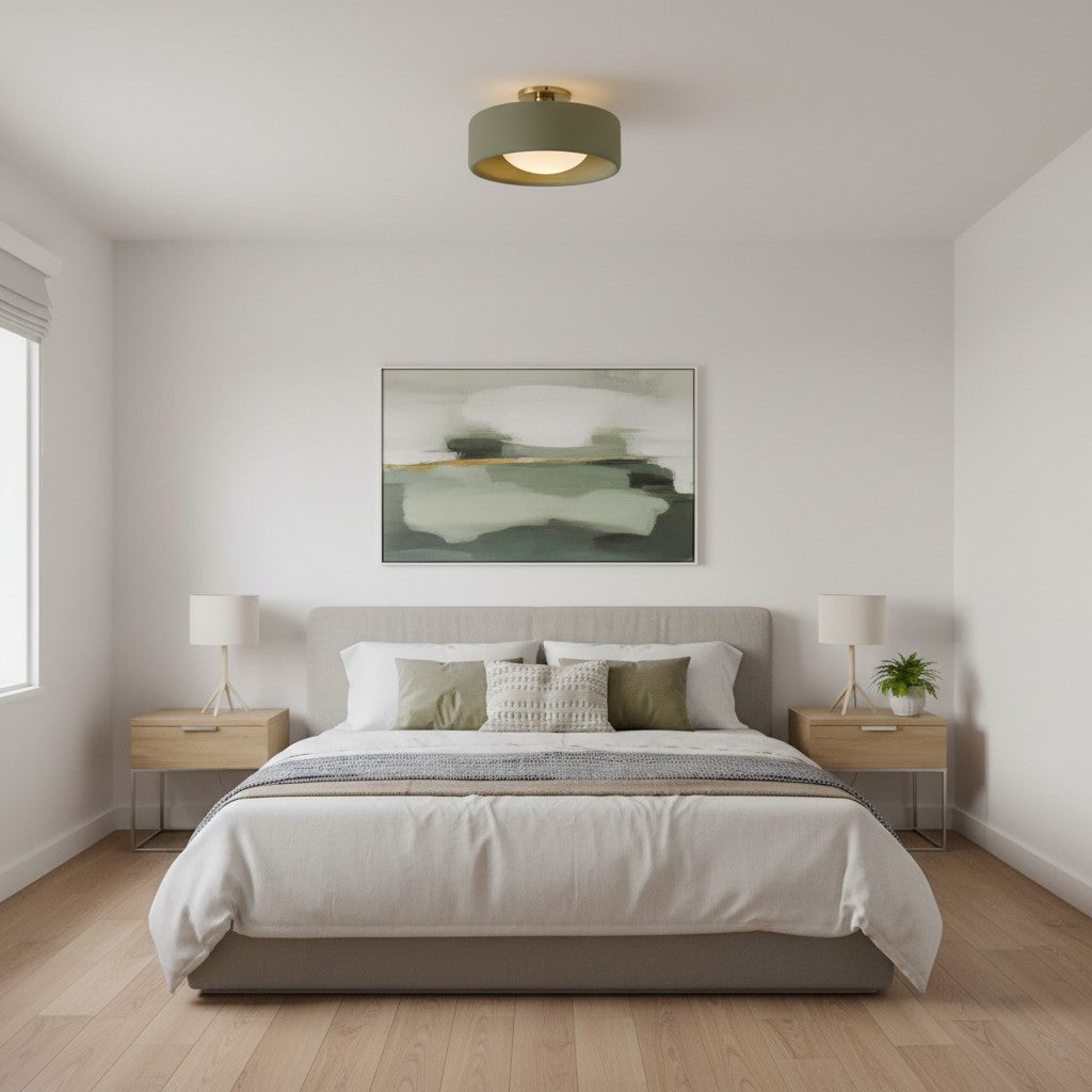 Lampa Sufitowa Minimalistyczna z Ceramicznym Kloszem i Złotym Mocowaniem