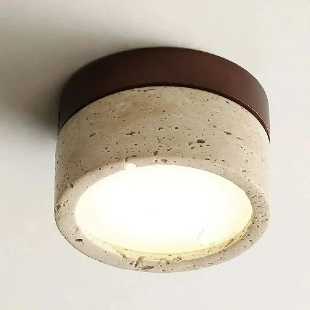 Lampa Sufitowa Minimalistyczna z Okrągłą Kloszem Kamiennym - 3