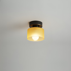 Lampa Sufitowa Minimalistyczna z Okrągłym Kloszem Szklanym - Czarny/Pomarańczowy