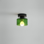 Lampa Sufitowa Minimalistyczna z Okrągłym Kloszem Szklanym - Czarny/Zielony