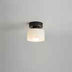 Lampa Sufitowa Minimalistyczna z Okrągłym Kloszem Szklanym - Czarny/Biały