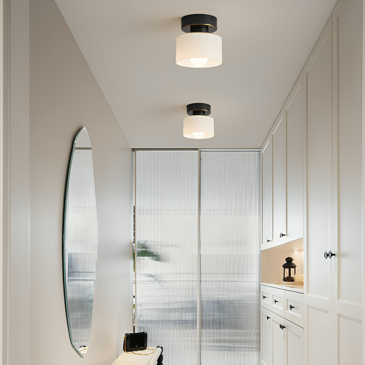 Lampa Sufitowa Minimalistyczna z Okrągłym Kloszem Szklanym - 4