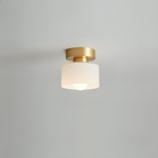 Lampa Sufitowa Minimalistyczna z Okrągłym Kloszem Szklanym - Złoty/Biały