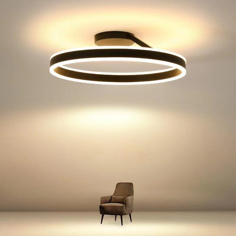 Lampa Sufitowa Minimalistyczna z Okrągłym Pierścieniem - Czarny