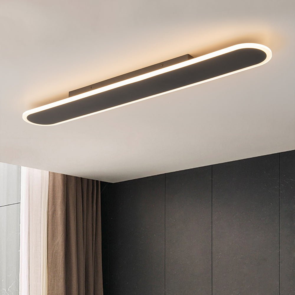 Lampa Sufitowa Minimalistyczna z Podłużną Owalna Kloszem Ściemniana - 21