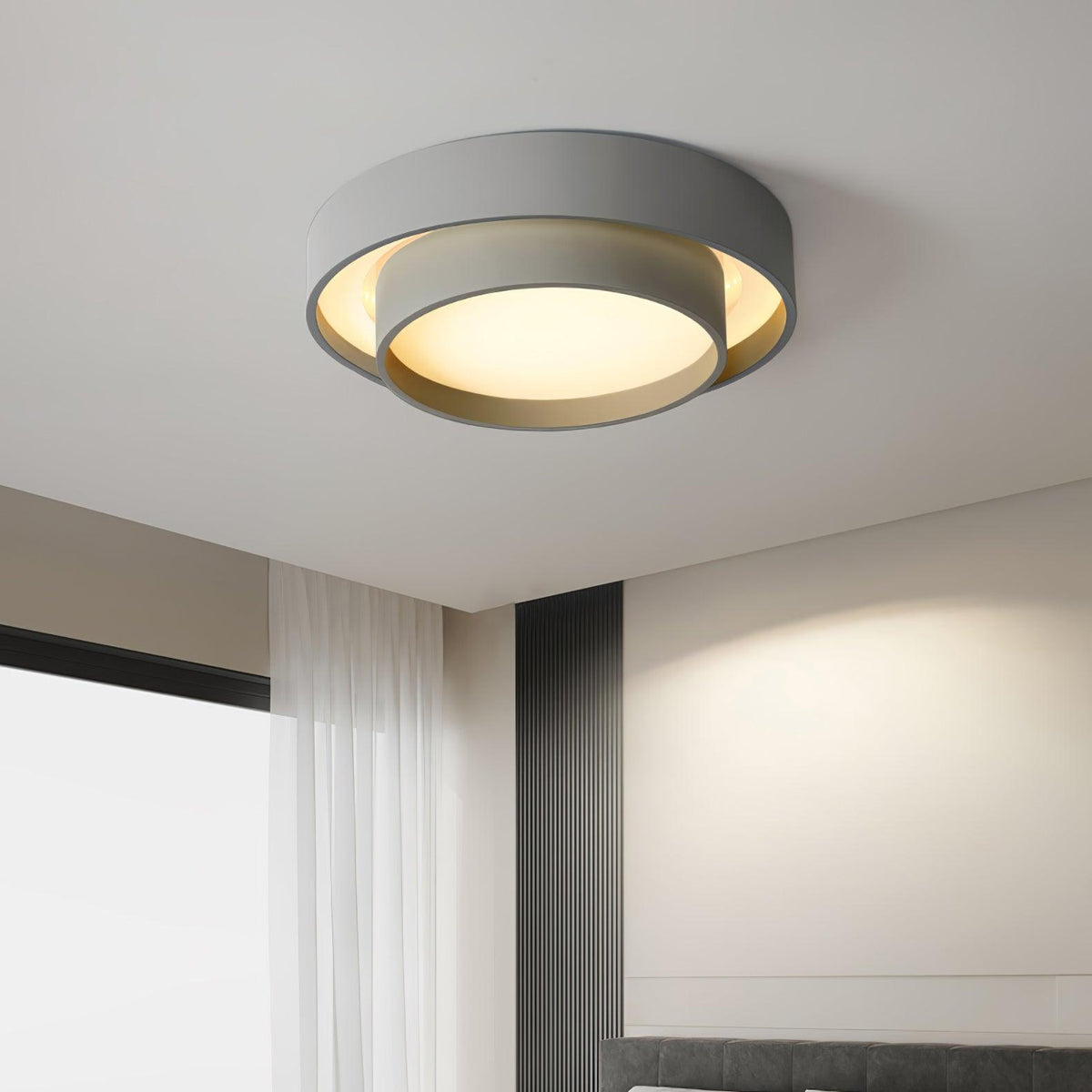 Lampa Sufitowa Minimalistyczna z Podwójnym Pierścieniem i Pilotem - 17