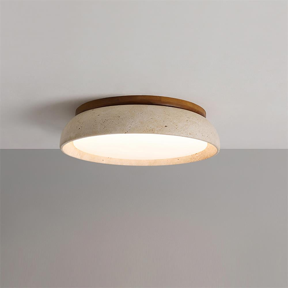 Lampa Sufitowa Minimalistyczna z Trawertynu z Drewnianą Ramą - 11