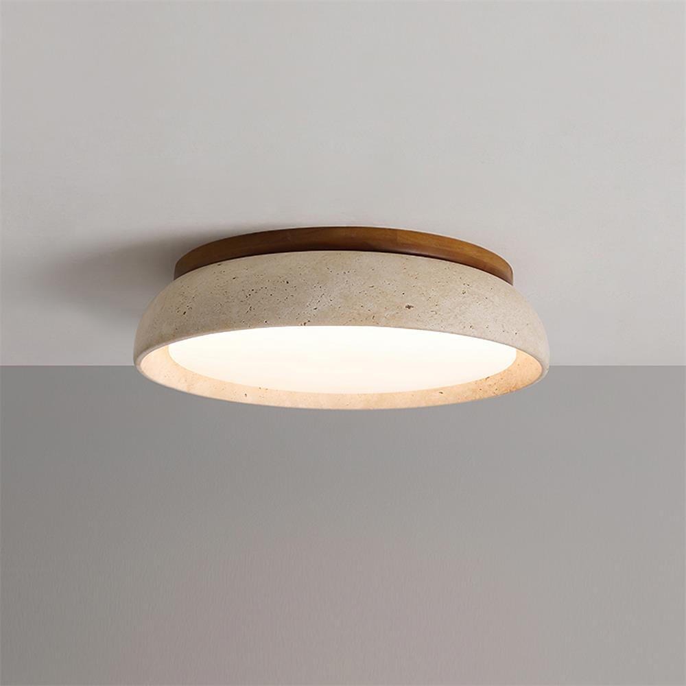 Lampa Sufitowa Minimalistyczna z Trawertynu z Drewnianą Ramą - 12