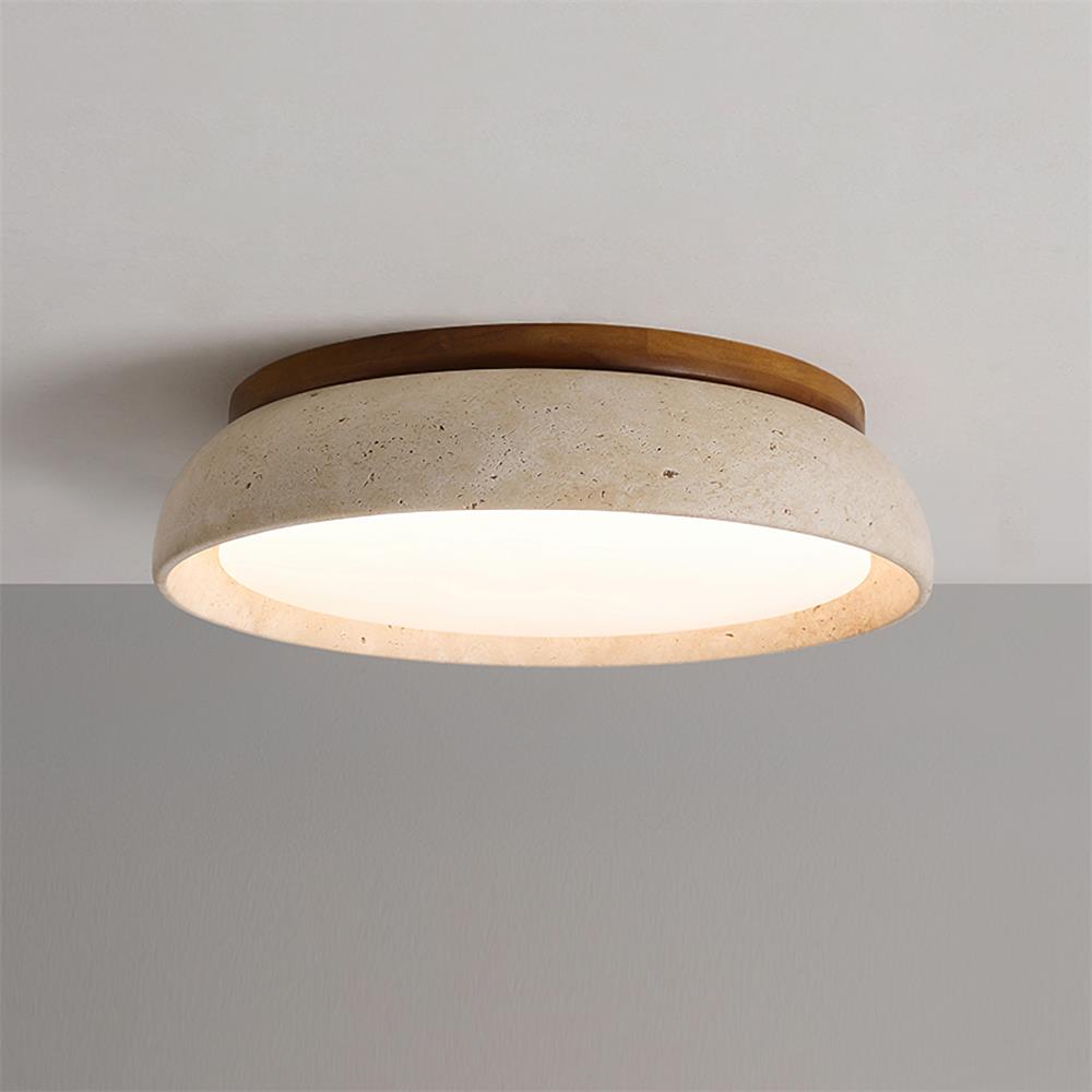 Lampa Sufitowa Minimalistyczna z Trawertynu z Drewnianą Ramą - 13