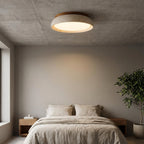 Lampa Sufitowa Minimalistyczna z Trawertynu z Drewnianą Ramą