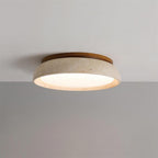 Lampa Sufitowa Minimalistyczna z Trawertynu z Drewnianą Ramą - 3