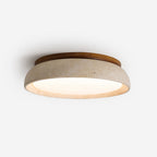 Lampa Sufitowa Minimalistyczna z Trawertynu z Drewnianą Ramą - 4