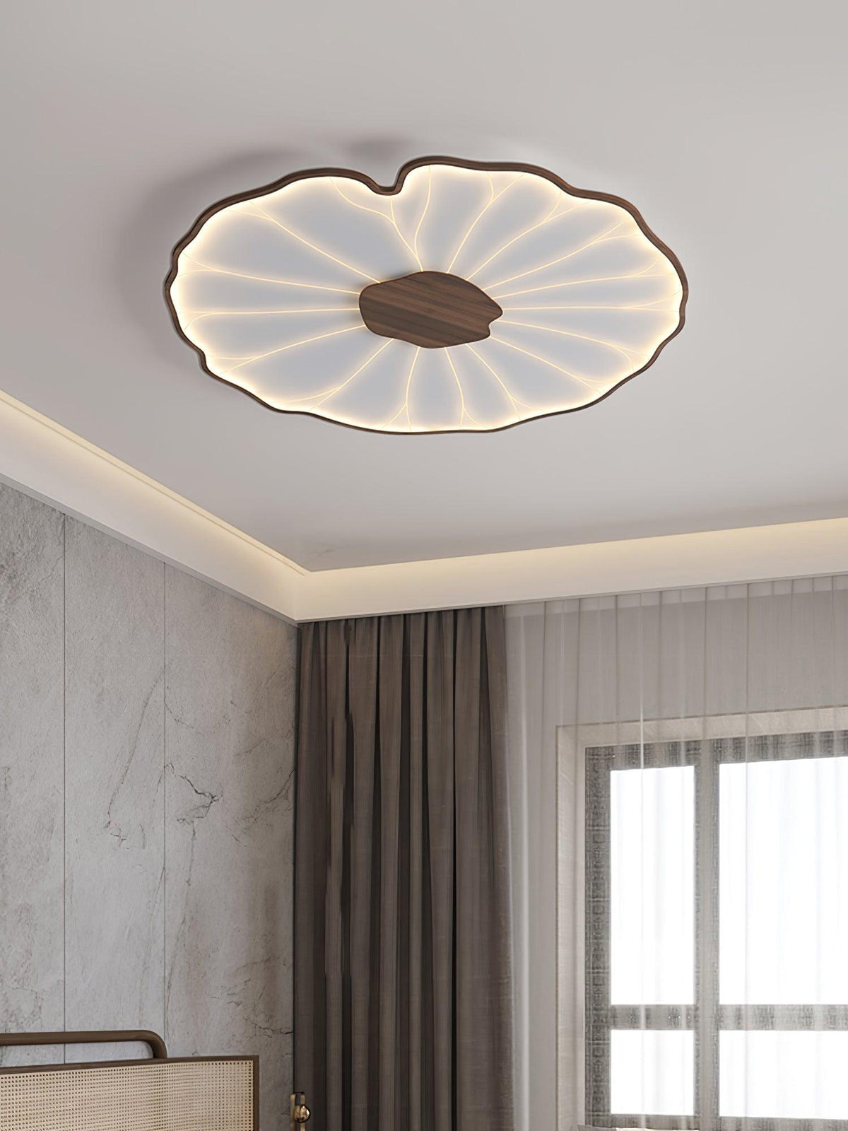 Lampa Sufitowa Modern Liść Lotosu z Drewnianym Wykończeniem i LED - 13