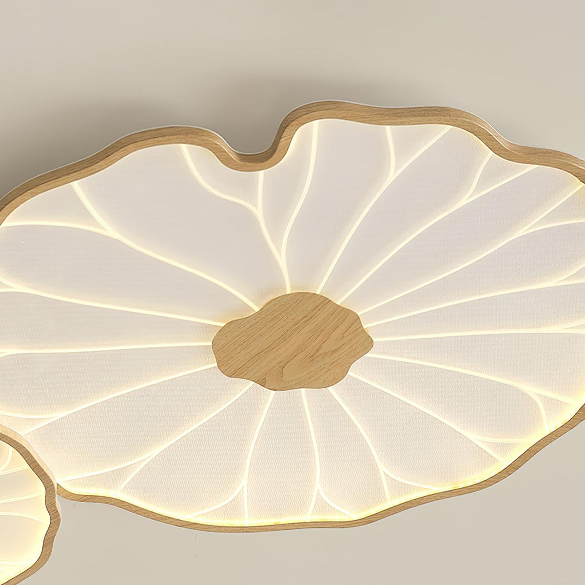 Lampa Sufitowa Modern Liść Lotosu z Drewnianym Wykończeniem i LED - 24