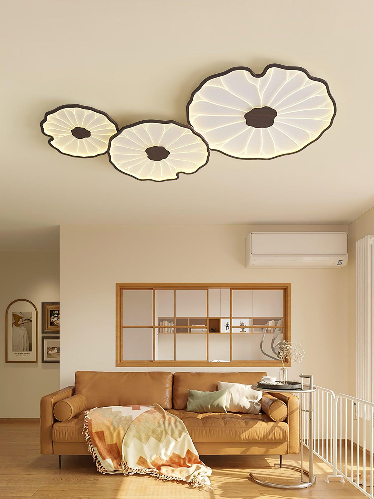 Lampa Sufitowa Modern Liść Lotosu z Drewnianym Wykończeniem i LED - 37