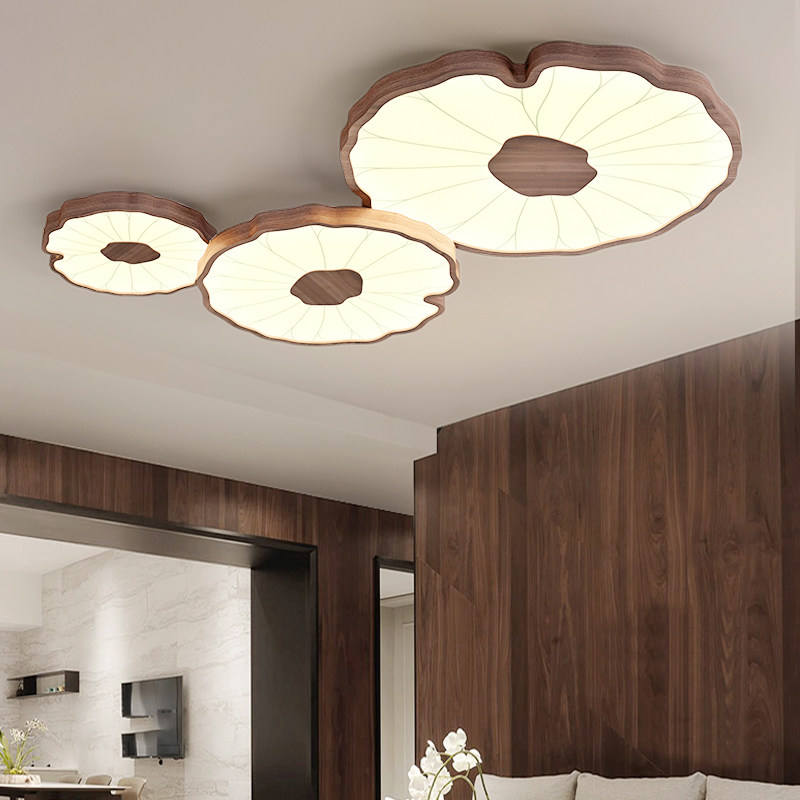 Lampa Sufitowa Modern Liść Lotosu z Drewnianym Wykończeniem i LED - 43