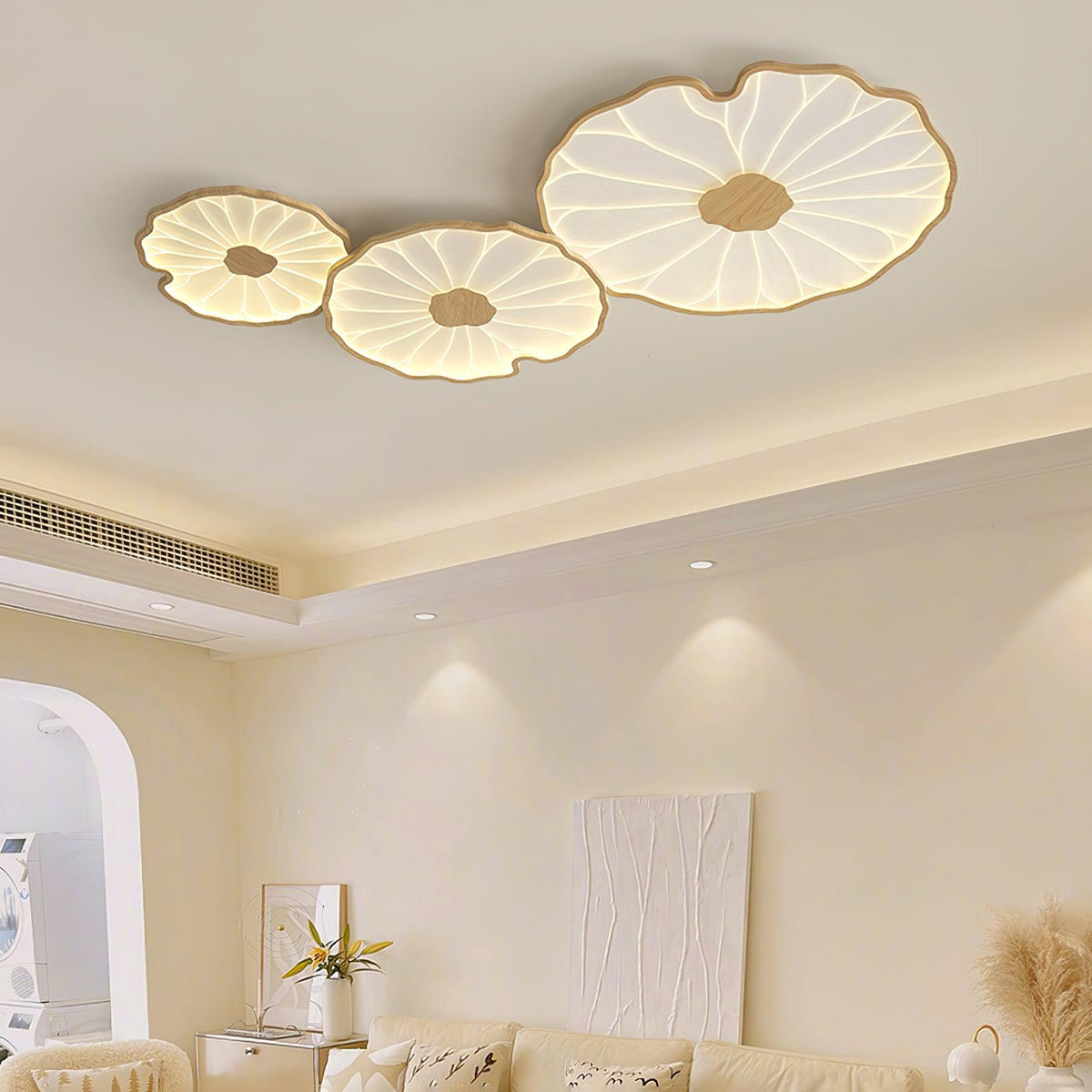 Lampa Sufitowa Modern Liść Lotosu z Drewnianym Wykończeniem i LED - 5