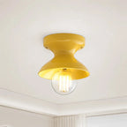 Lampa Sufitowa Natynkowa Retro z Ceramicznym Kloszem w Kształcie Klepsydry - Żółty