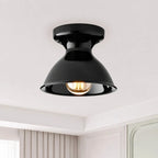Lampa Sufitowa Natynkowa Retro z Ceramicznym Kloszem w Kształcie Klepsydry - Czarny