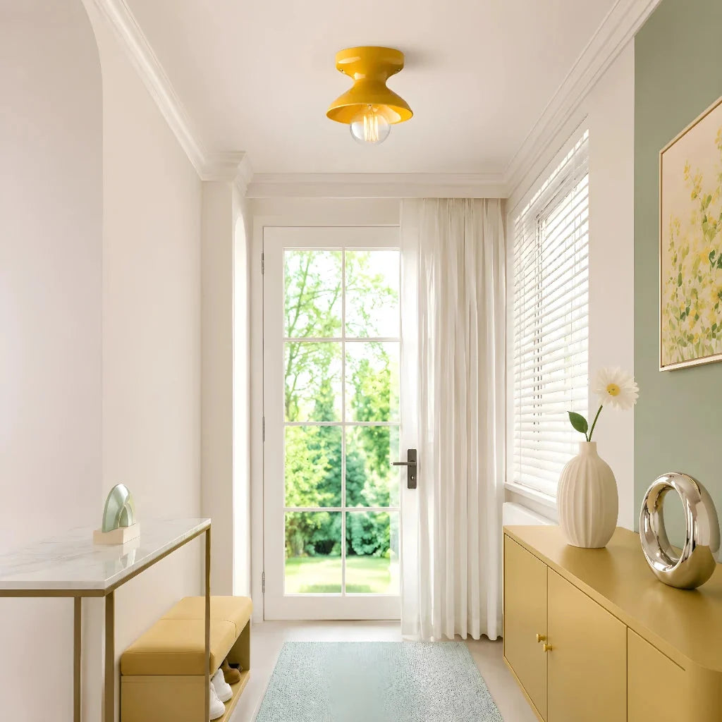 Lampa Sufitowa Natynkowa Retro z Ceramicznym Kloszem w Kształcie Klepsydry - 18