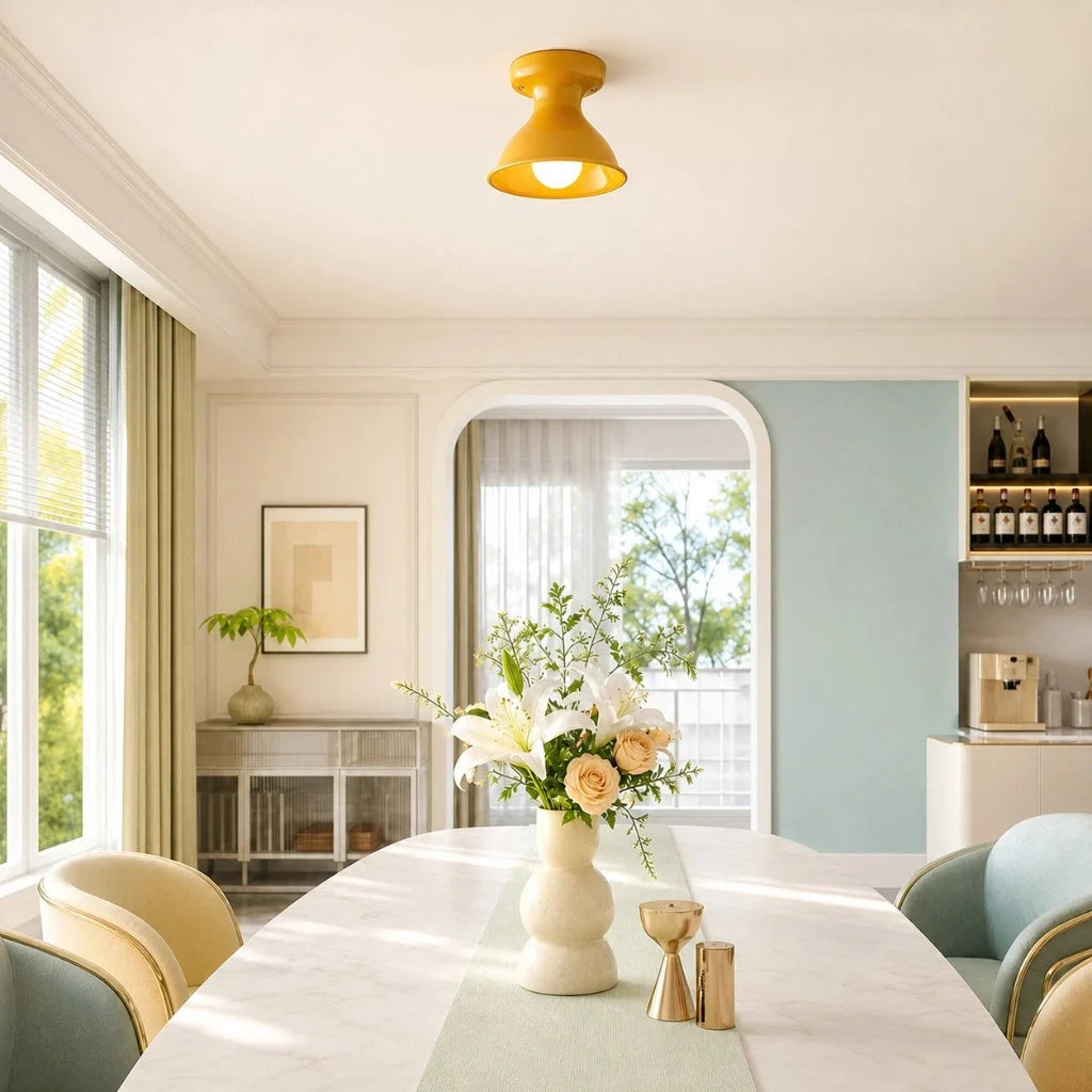 Lampa Sufitowa Natynkowa Retro z Ceramicznym Kloszem w Kształcie Klepsydry - 19