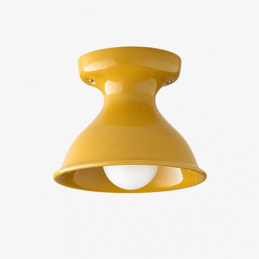 Lampa Sufitowa Natynkowa Retro z Ceramicznym Kloszem w Kształcie Klepsydry - 31