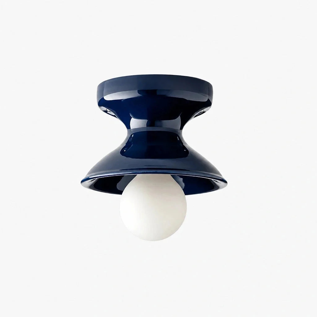 Lampa Sufitowa Natynkowa Retro z Ceramicznym Kloszem w Kształcie Klepsydry - 38