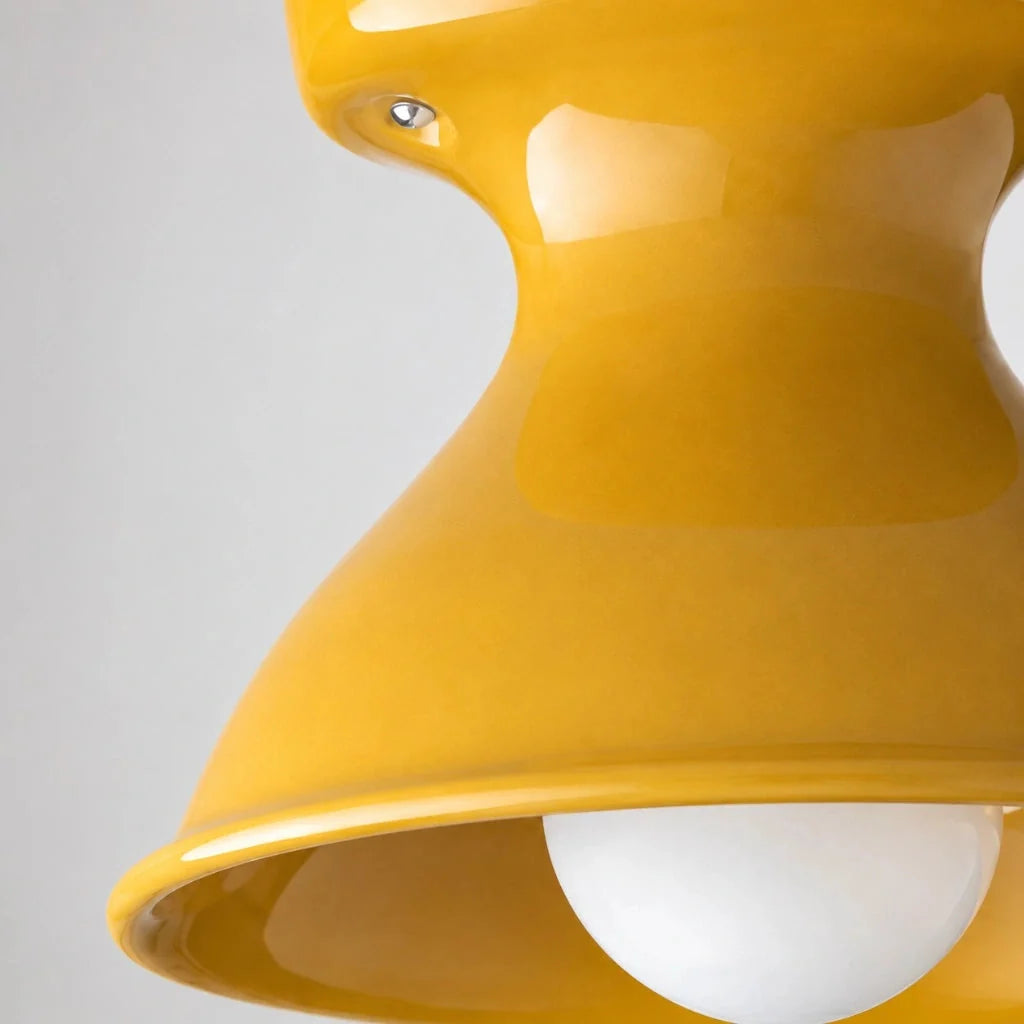 Lampa Sufitowa Natynkowa Retro z Ceramicznym Kloszem w Kształcie Klepsydry - 41