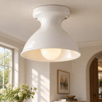 Lampa Sufitowa Natynkowa Retro z Ceramicznym Kloszem w Kształcie Klepsydry - Biały