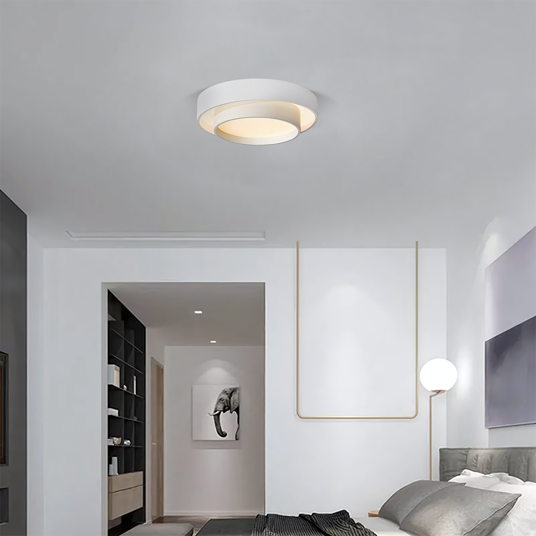 Lampa Sufitowa Nowoczesna Krążek LED z Trójkolorowym Światłem - 6