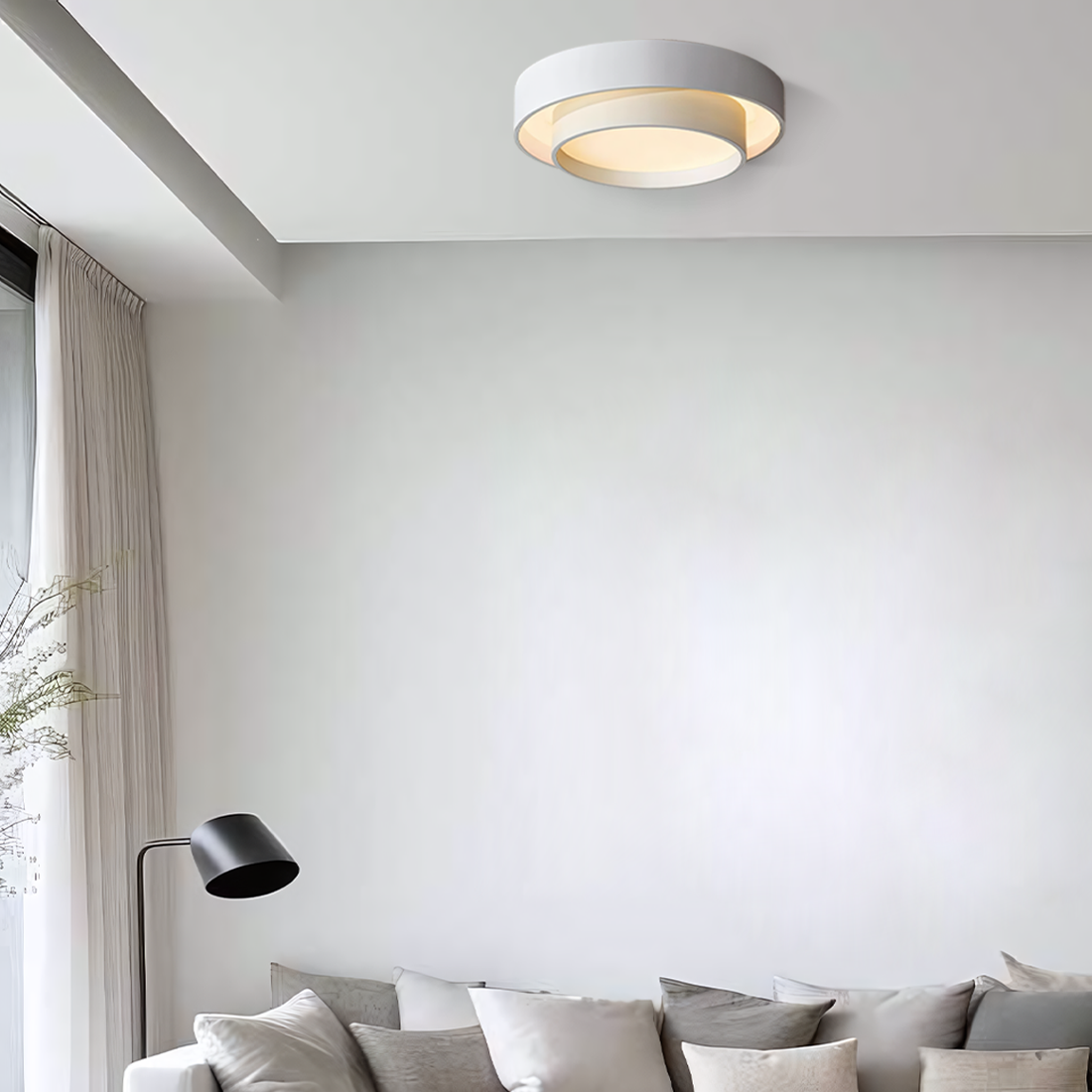 Lampa Sufitowa Nowoczesna Krążek LED z Trójkolorowym Światłem - 8