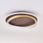 Lampa Sufitowa Nowoczesna Okrągła z Drewnianym Panelem i Złotą Ramą - 8
