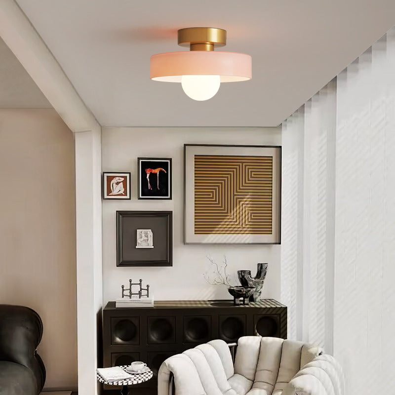 Lampa Sufitowa Nowoczesna z Okrągłym Kloszem i Żarówką Kulistą - 15