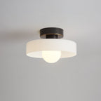 Lampa Sufitowa Nowoczesna z Okrągłym Kloszem i Żarówką Kulistą - Czarny/Biały