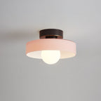 Lampa Sufitowa Nowoczesna z Okrągłym Kloszem i Żarówką Kulistą - Czarny/Różowy