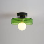 Lampa Sufitowa Nowoczesna z Okrągłym Kloszem i Żarówką Kulistą - Czarny/Zielony