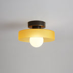 Lampa Sufitowa Nowoczesna z Okrągłym Kloszem i Żarówką Kulistą - Czarny/Pomarańczowy