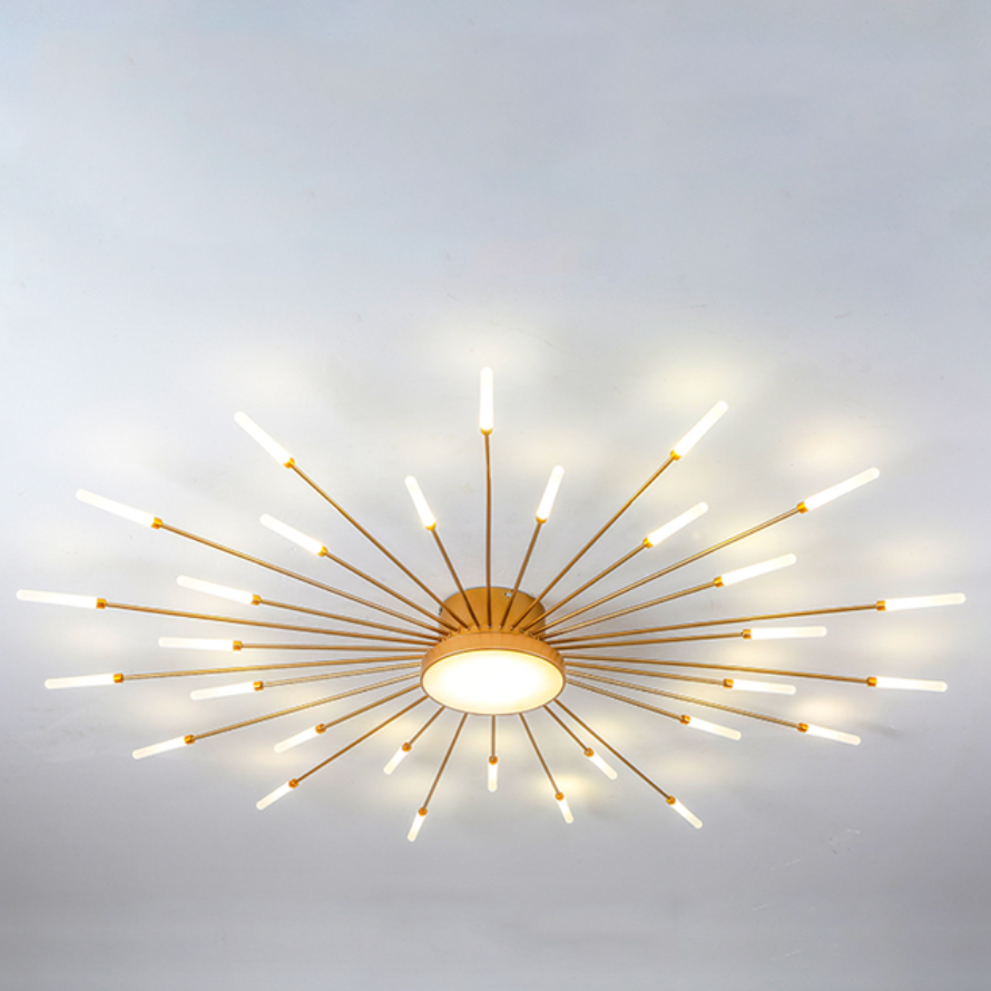 Lampa Sufitowa Nowoczesna z Promieniami w Stylu Fajerwerków - Złoty