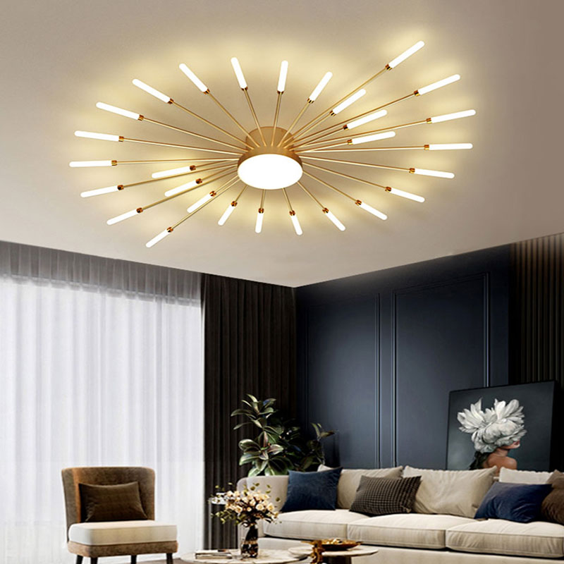 Lampa Sufitowa Nowoczesna z Promieniami w Stylu Fajerwerków - Złoty