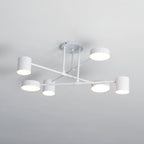 Lampa Sufitowa Nowoczesna z Sześcioma Cylindrycznymi Kloszami na Krzyżujących się Ramionach - Biały