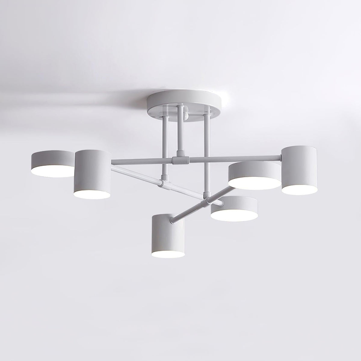 Lampa Sufitowa Nowoczesna z Sześcioma Cylindrycznymi Kloszami na Krzyżujących się Ramionach - 19